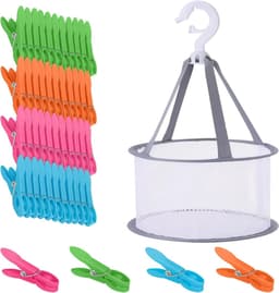 Antislip Wasknijpers - Groen, Blauw, Geel, Paars - 7,3 x 1,4 x 3 cm - Kunststof Klemmen met Mand - Voor Kleding en Voedsel — thumbnail 1