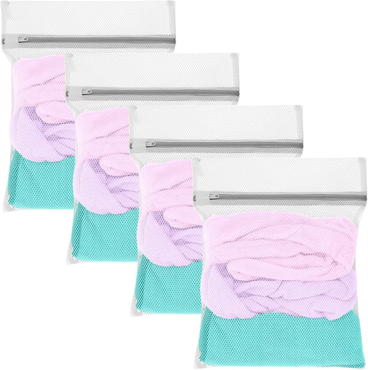 4 Stuks Kleine Wasnetten met Rits, Duurzame Herbruikbare Waszakken voor Fijne Was, Ideaal voor Kleding zoals Hemden, Ondergoed en Sokken - 30 x 40 cm | Voorkomt Vervorming en Vouwen, Geschikt voor Truien en Kousen — afbeelding 1
