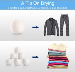 SnelShoppen - Set van 6 Natuurlijke Wol Droogballen, Herbruikbare Tumble Dryer Balls voor Verminderen van Kreukels, 5 cm, Inclusief Waszak, Eco-vriend — thumbnail 4