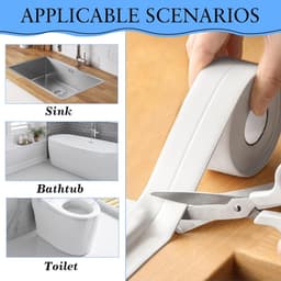 5 m zachte plint, zelfklevend, wit, pvc, doucheafdichting, plint, waterdicht, badkamer, plakband, zelfklevend, geschikt voor keuken, toilet, schimmelbestendig, afdichting — thumbnail 2
