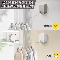 Retractable indoor waslijn 4,2m - wandmontage - wit - ruimtebesparend drogen - ShopVlot — thumbnail 4