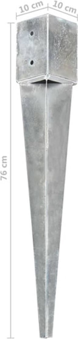 vidaXL - Grondpinnen - 12 - st - 10x10x76 - cm - gegalvaniseerd - staal - zilverkleurig — thumbnail 3