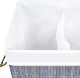 vidaXL - Wasmand - met - 2 - vakken - 72 - L - bamboe - grijs — thumbnail 5