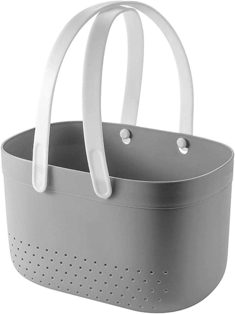 JGS Premium - Draagbare Douchemand met Ventilatiegaten - Kunststof Opbergmand - Grote Capaciteit - Handgrepen - Grijs. — afbeelding 1