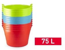 Plasticforte Flexibele kuip of emmer - 2x - blauw - 75 liter - stevig kunststof - 58 x 55 cm - Afvalbak - Wasmand - Opbergmand - Extra groot — thumbnail 3