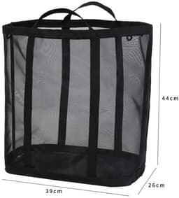 Wasmand-wassorteerder-wasmand opvouwbaar-Set van 4 opvouwbare wasmanden - Opvouwbare waszak - Ademende opvouwbare strandtas - Ruimtebesparende reistas - Zwart, grijs-39x26x44cm — thumbnail 5
