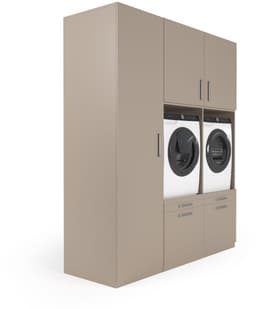 Wasophoogte® Wasmachine Kast Stockholm - Wasmachine verhoger - Wasmachine ombouw - 700(D)*1930(B)*2350(H) mm - Taupe — thumbnail 2