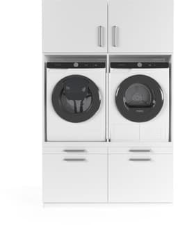 Wasophoogte® Wasmachine Kast Brugge - Wasmachine verhoger - Wasmachine ombouw - 700(D)*1330(B)*2110(H) mm - Wit — thumbnail 1