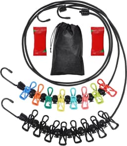 Retractable Portable Clothes line for Travel - 2 Packs of Clothesline with 8 Clothespins and Disposable Compressed Towels - Indoor Camping Accessories — thumbnail 1