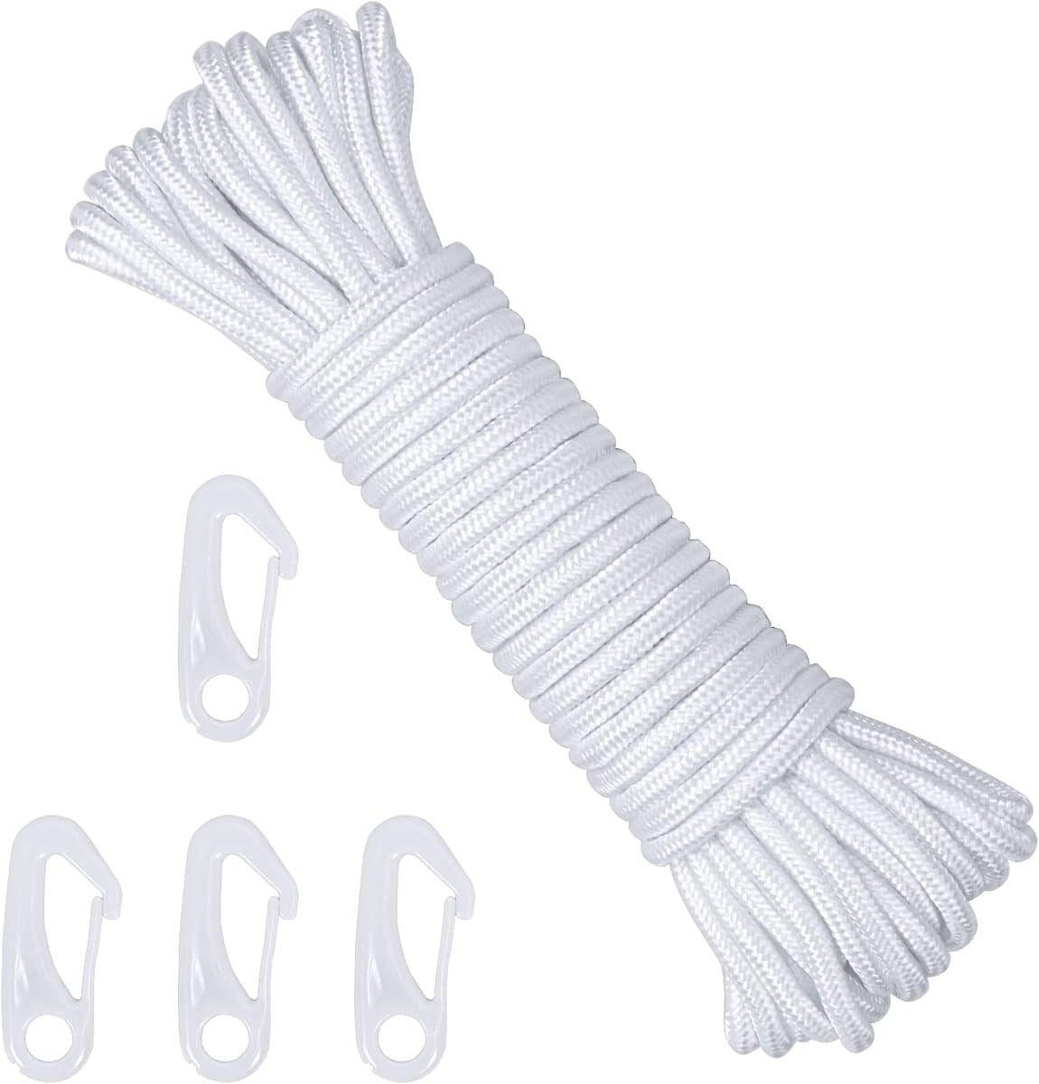 Vlaggenmast Touw met Clips - Vervangend Nylon Touw - 15 m - Wit — afbeelding 1