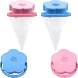 4 stuks - Filterzakken voor wasmachines - Huisdierhaar Vanger - wasmachinenetzak - pluizenvanger - wasmachine haarvanger - voor honden en katten - herbruikbare - huishoudelijke haarfilter - wasmachine pluizenvanger netzak - blauw en roze — thumbnail 1