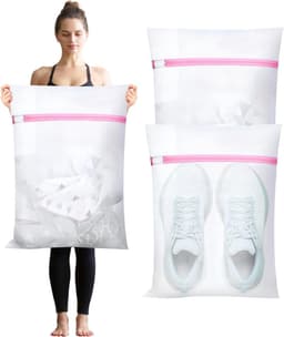 Grote waszak - Wasnet - Waszak - wasnetten - Grote waszak - Waszak met rits - Voorkomt dat kleding vervormt en kreukt - 3 stuks - Geschikt voor truien, overhemden, ondergoed, sokken, schoenen - 50*60cm — thumbnail 1