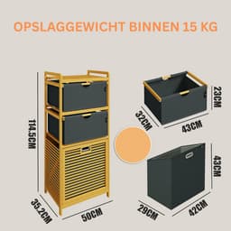 DailySupplies® Wasmand 3 Vakken - Wassorteerder - 120L — thumbnail 2