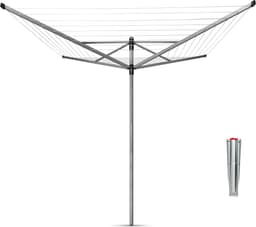 Brabantia Lift-O-Matic Droogmolen - met Metalen Grondanker - 50 m - Metallic Grey — thumbnail 1