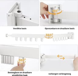 MKSS® Wanddroogrek - Droogrek Inklapbaar - Wasrek - Droogtoren - Droogrekken - Droogmolen - Wit — thumbnail 5