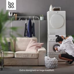 Bodo® - Stapelkit & Anti trillingsmat voor Wasmachine en Droger - Tussenstuk met Uitschuifbare Opberglade - Wit — thumbnail 3
