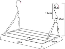 2 stuks Verstelbaar Hangend Roestvrijstalen Droogrek voor Balkon en Verwarming - Ruimtebesparend en Duurzaam - Perfect voor Kleding, Handdoeken en Kussens — thumbnail 2
