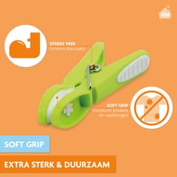 LaundrySpecialist Wasknijpers soft grip - 20 stuks - extra lang en stevig - wasknijpers plastic - wasknijpers kunststof - knijpers plastic - Made in EU — thumbnail 3