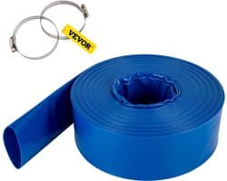VEVOR Afvoerslang, 38mmx32m, Platte Slang van PVC-stof, Zware Terugspoelafvoerslang met Klemmen, Weerbestendig en Barstbestendig, Ideaal voor Zwembad en Wateroverdracht, Blauw