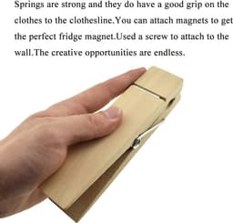 Extra Grote Houten Wasknijpers - Stevig & Windbestendig - 6 Inch - 3 Stuks — thumbnail 2
