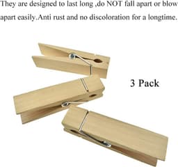 Extra Grote Houten Wasknijpers - Stevig & Windbestendig - 6 Inch - 3 Stuks — thumbnail 3