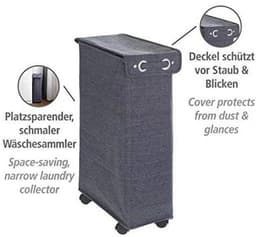 Stijlvolle wasmand met deksel en wielen - 43L ruimtebesparende opbergtas voor wasgoed — thumbnail 4