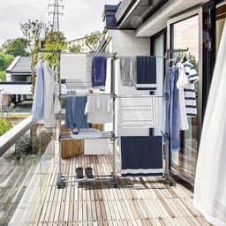 4-Laags Kledingdroogrek met Wielen – Grote RVS Wasdroger met Verstelbare Opvouwbare Vleugels – Geschikt voor Binnen & Buiten — thumbnail 2