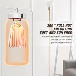 Droger - Draagbare droger - Opvouwbare droger - Met afstandsbediening - Met droogtas - Mini-wasmachine - Elektrische droger - Geschikt voor reizen, camper, thuis, appartement - 29×22×20 cm - Wit — thumbnail 3