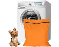 Waszakken voor huisdieren - Waszakken van twill polyester - Grote waszakken met rits - Voorkomt dat waszakken verstopt raken door dierenhaar - wasmachine, 70 x 80 cm,waszak voor huisdieren voor honden, katten en konijnen (oranje kleur)- L