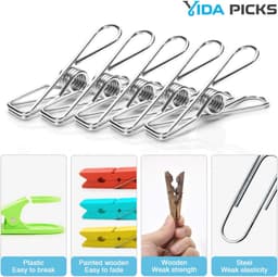Zware Draad Wasknijpers 40 Stuks, Roestvrijstalen Kledingclips voor Buiten en Binnen, Duurzame Metaal Wasspelden 6 cm — thumbnail 5