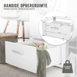 VIN® Wasmachine Verhoger - Wasmachine Verhoger met Lade - Wasmachine Sokkel Met Laadcapaciteit tot 150 KG - Wasmachine Kast - Wasmachine Ombouw – Wasmachineverhoger - 63 x 54 cm - Wit — thumbnail 5