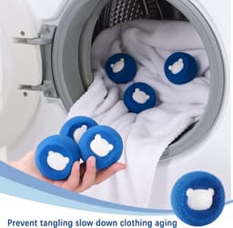 Dierenhaarverwijderaar voor wasmachine - 8 stuks - herbruikbare pluisballen - kattenhaar en hondenhaar verwijderen - kleding en dekens schoonmaken — thumbnail 5
