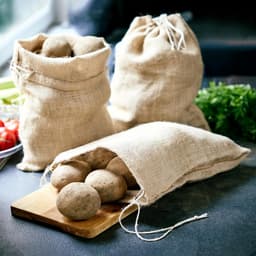 Jute Opbergzakken Set van 3 met Trekkoord - 36 x 30 cm - Ideaal voor Aardappelen, Oogst en Noten — thumbnail 4