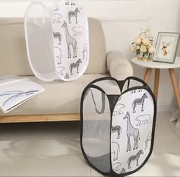 Opvouwbare Wasmand met Dierenprint – 48×30×30 cm – Mesh Wasmand – Lichtgewicht en Ventilerend – Wasmand Kinderen - H4.1 — thumbnail 1