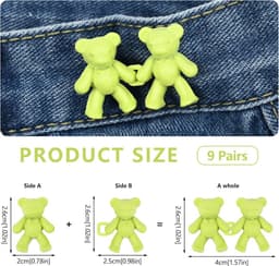 Jeansknopen pinnen – 9 paar verstelbare taille clips in 9 kleuren voor losse jeans en rokken — thumbnail 3