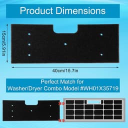 Pluisfilters voor Wasmachine Droger Combo - Set van 2 - Wasbaar en Herbruikbaar - Vervangingsschuim - Zwart - Geschikt voor WH01X35719 Model - Filter voor Schone Was - Duurzame Kwaliteit — thumbnail 5