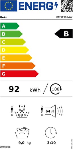 Beko BM3T3924W Wasdroger - Warmtepompdroger - 9 kg - Energielabel B — thumbnail 2