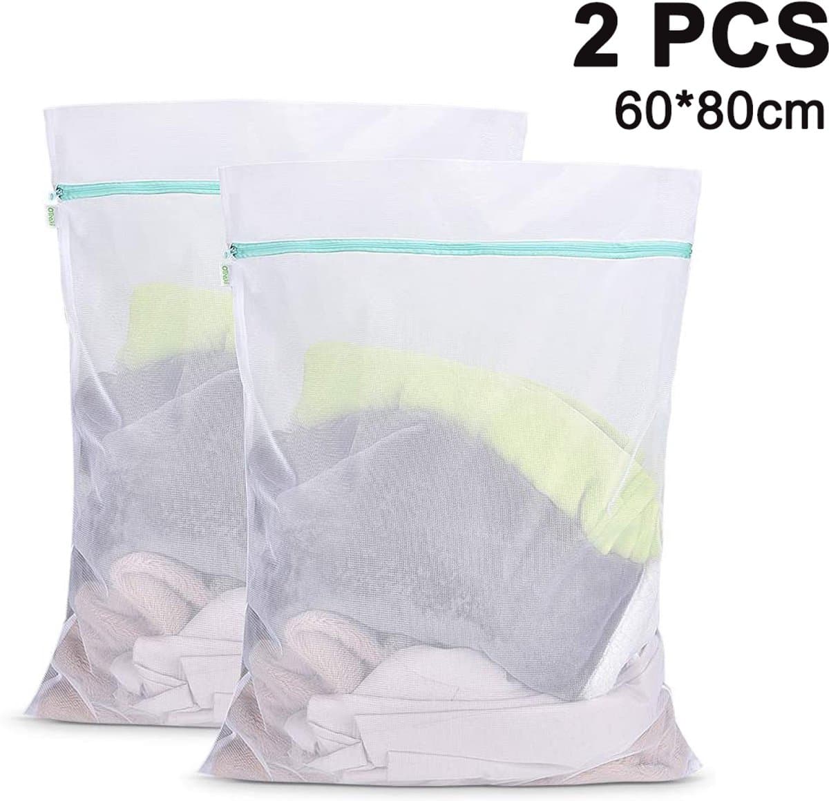 longziming -2-delige Grote Waszakken Set – 60x80 cm Wasnet met Rits, Duurzaam en Sterk, Beschermt Kleding in Wasmachine – Ideaal voor Fijnwas, Sportkleding en Delicate Stukken — afbeelding 1