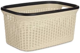 KIPIT Wasmand - 2x - crème/beige - kunststof - rotan - inhoud 36 L — thumbnail 2