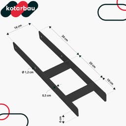 KOTARBAU® H Instortanker - Paalhouder in Beton Storten 160 x 600 mm Betonanker voor Houten Palen - Paaldrager Beton - Kolomvoet Beton - Gepoedercoat Staal — thumbnail 5
