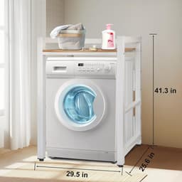 Wasmachinekast met droogkast en verstelbare rekken - Draagvermogen 300 kg - Voor badkamer, keuken, balkon en wasruimte — thumbnail 4