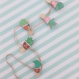 Mini Houten Wasknijpers - Cactus Foto en Creatieve Clips - 80 Stuks — thumbnail 2