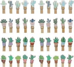Mini Houten Wasknijpers - Cactus Foto en Creatieve Clips - 80 Stuks — thumbnail 1