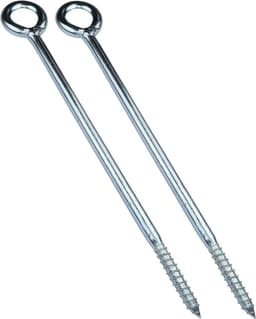 Allecta - Set van 2 schroefhaken oogring voor buissteigers - voor houten net - wandbevestiging - van staal - zilverkleurig - Ø12x300mm. — thumbnail 1