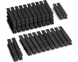 Stevige Houten Wasknijpers Zwart - 48 Stuks - Kleding Ophangen & Knutselen
