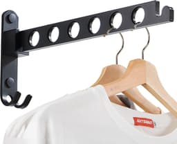 Wandgemonteerd Kledingrek - Droogrek - Droogrek Inklapbaar - Aluminium - Zwart — thumbnail 1