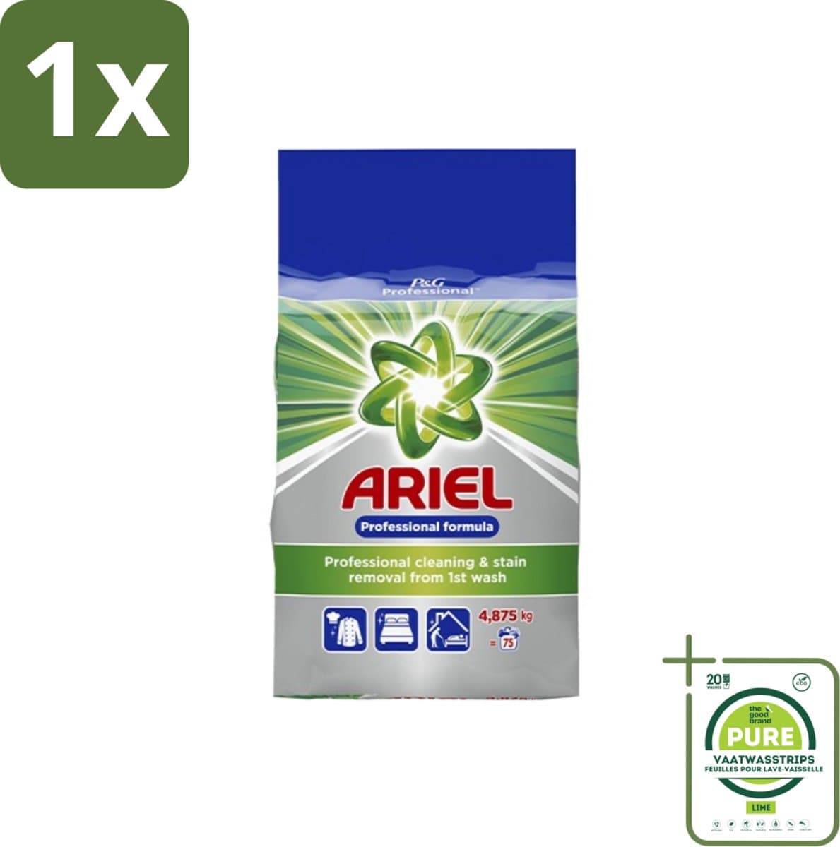 1 x Ariel – Waspoeder Professional – Original – 4,8 kg – 75 wasbeurten - Ariel Professional Waspoeder - 4.8 Kg Waspoeder - Professioneel Wasmiddel - Actilift Waspoeder - Waspoeder Voor Wit En Gekleurd Textiel — afbeelding 1