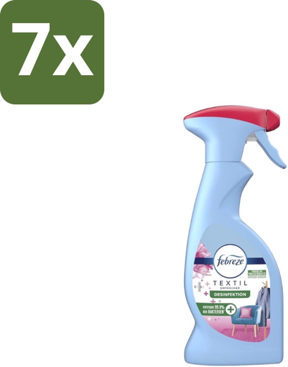 7 x Febreze – Textielspray – Roze Anjers – 375 ml - Textielgeur - Textielverzorging - Geurverwijdering - Textielspray - Roze Anjers — afbeelding 1