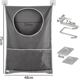 Hangende waszak, waszak, camping, waszak, deur, waszak met 2 extra roestvrijstalen deurhaken, wasmand, wordt in slaapkamerkasten, deuren muren (2 stuks) — thumbnail 3