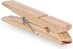 Wasknijpers mandje met ophanghaak - wit - gevuld met 96x houten wasknijpers van 7 cm - was ophangen — thumbnail 2